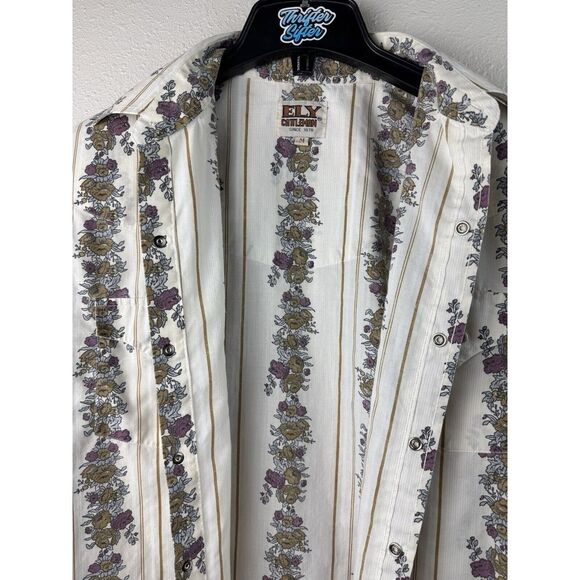 Ely Cattleman Medium Flowers Floral Western Long Sleeve Pearl Snap Shirt - Picture 6 of 8